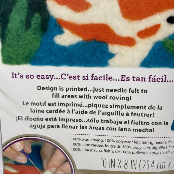 Dimensions Needle Felting Craft Felt Kit Koi Fish 10" x 8" Printed Design Piece - Picture 3 of 13
